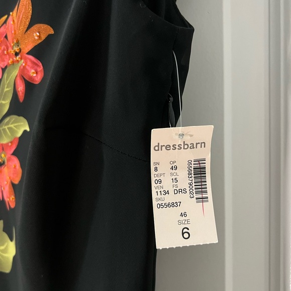 Vintage Dressbarn Black Floral Beaded Dress - NWT  (Size 6) - Picture 8 of 11